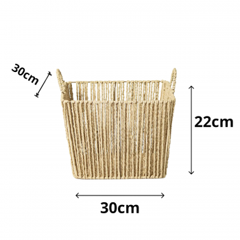 Cesto de Fibra Natural com Alça 30x30x22cm Nature