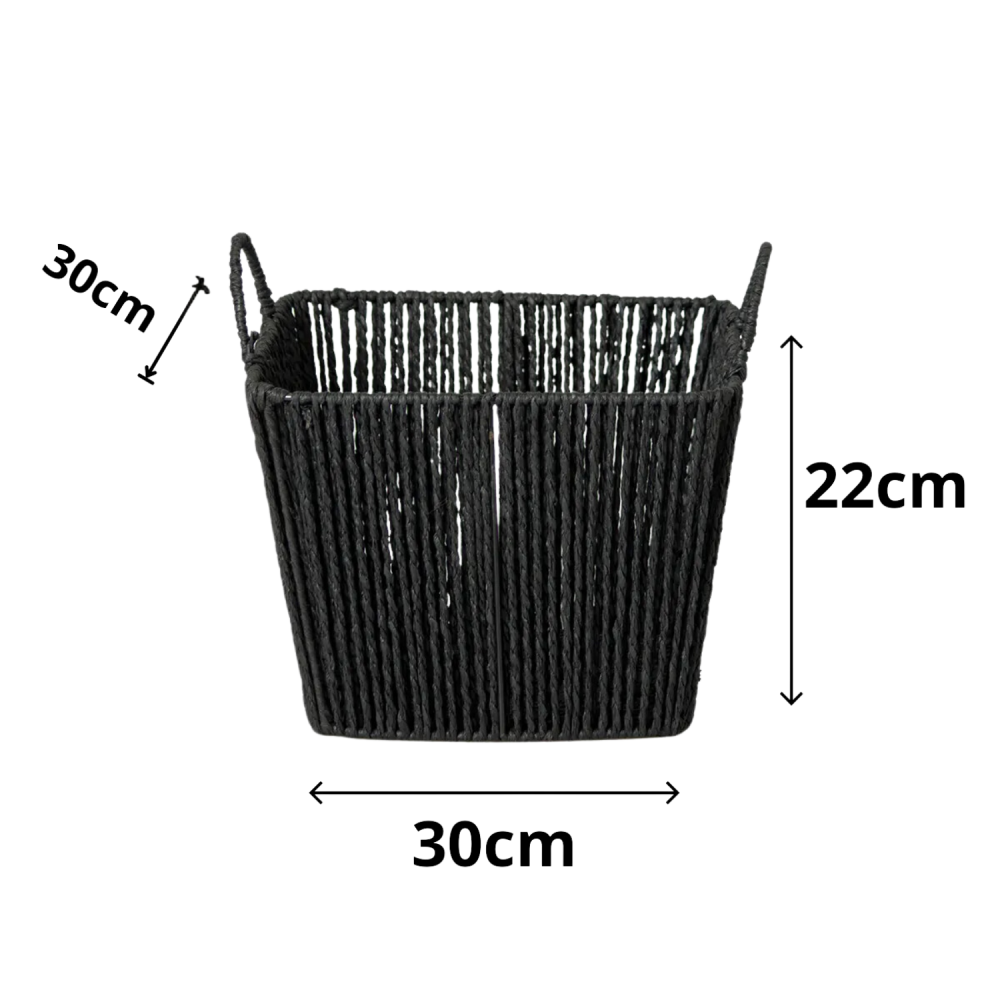 Cesto de Fibra Natural com Alça 30x30x22cm Preto