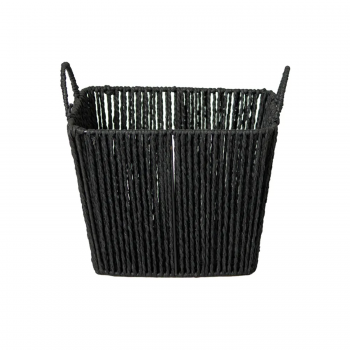 Cesto de Fibra Natural com Alça 30x30x22cm Preto