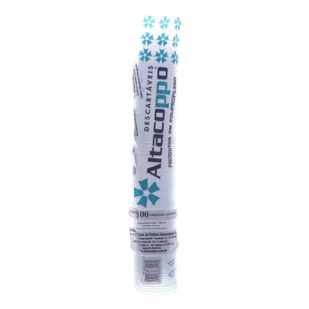 Pote Plástico Descartável 100mL Altacoppo com 100 unid. Transparente