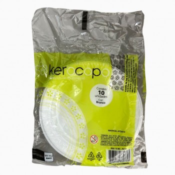 Prato Descartável Redondo 15cm Raso Kerocopo com 10 unid.