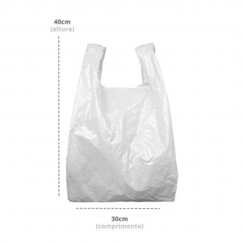 Sacola Plástica Reforçada Branca 30x40cm com 1Kg