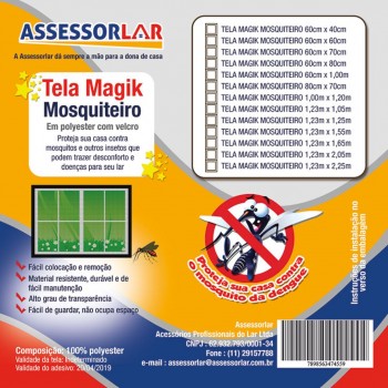 Tela Mosquiteira Pronta com Velcro 123x165cm Assessolar
