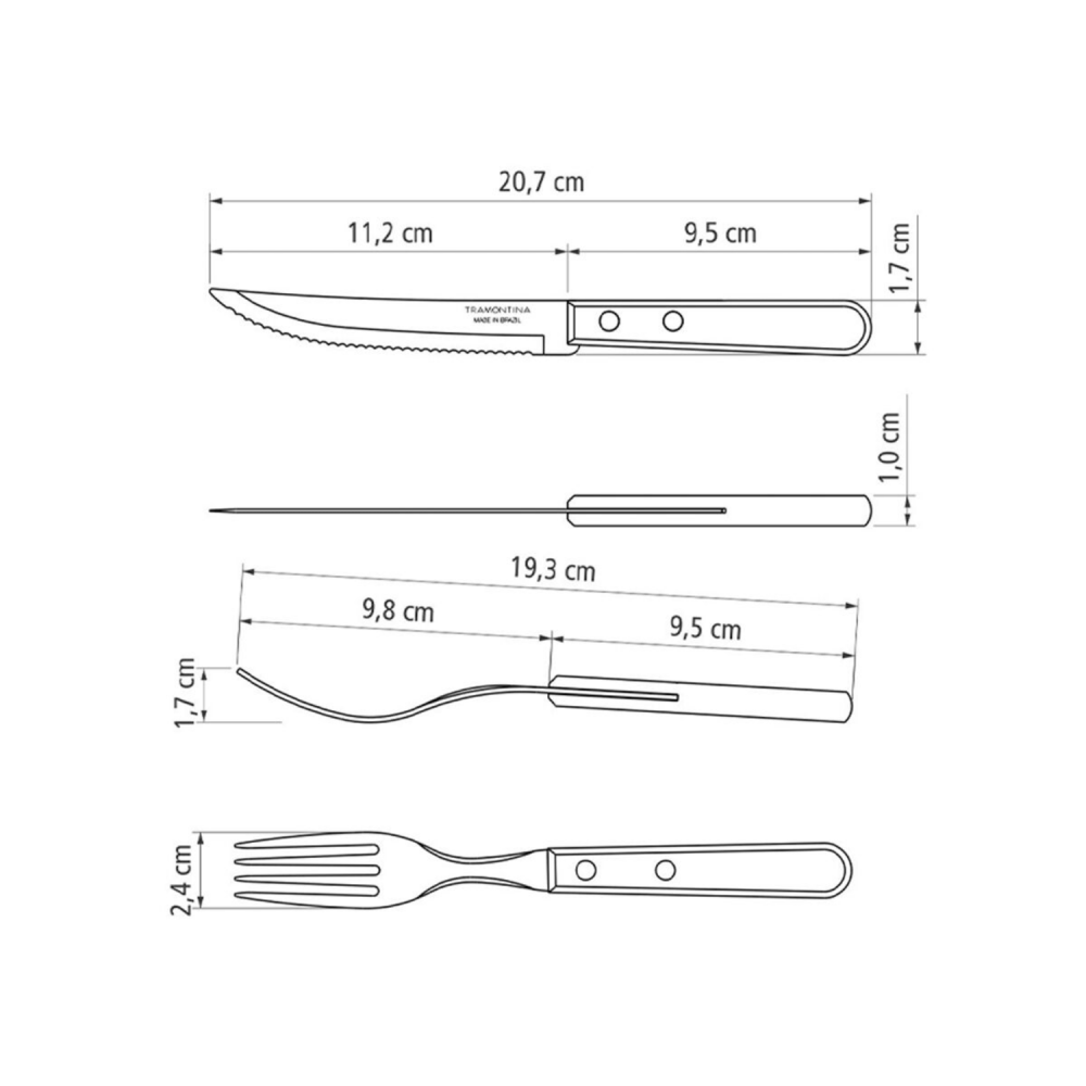 Conjunto de Talhares Inox com 12 peças Tramontina Dynamic