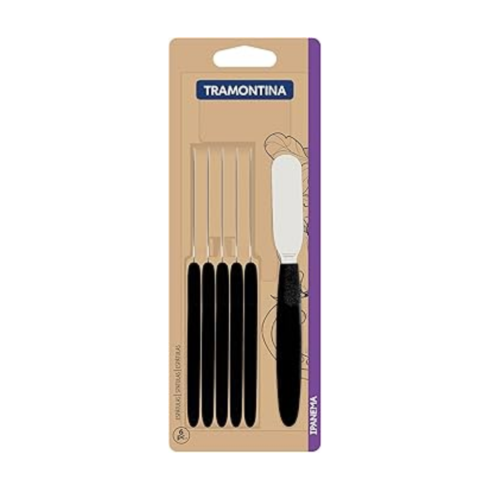 Espátula p/ Manteiga Inox c/6 Tramontina Ipanema Preto