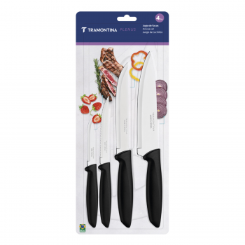 Conjunto p/ Churrasco Tramontina Plenus 4 peças Preto