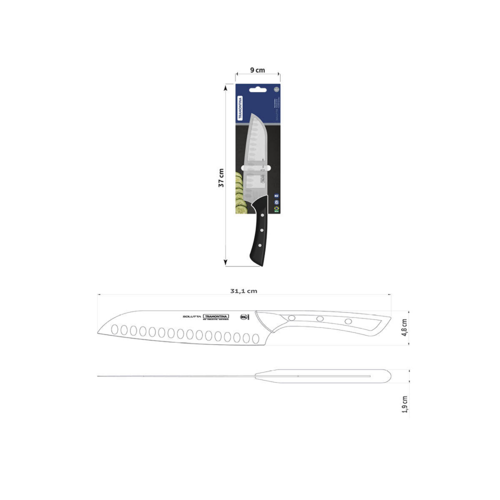 Faca de Inox 7" Santoku Tramontina Solutta