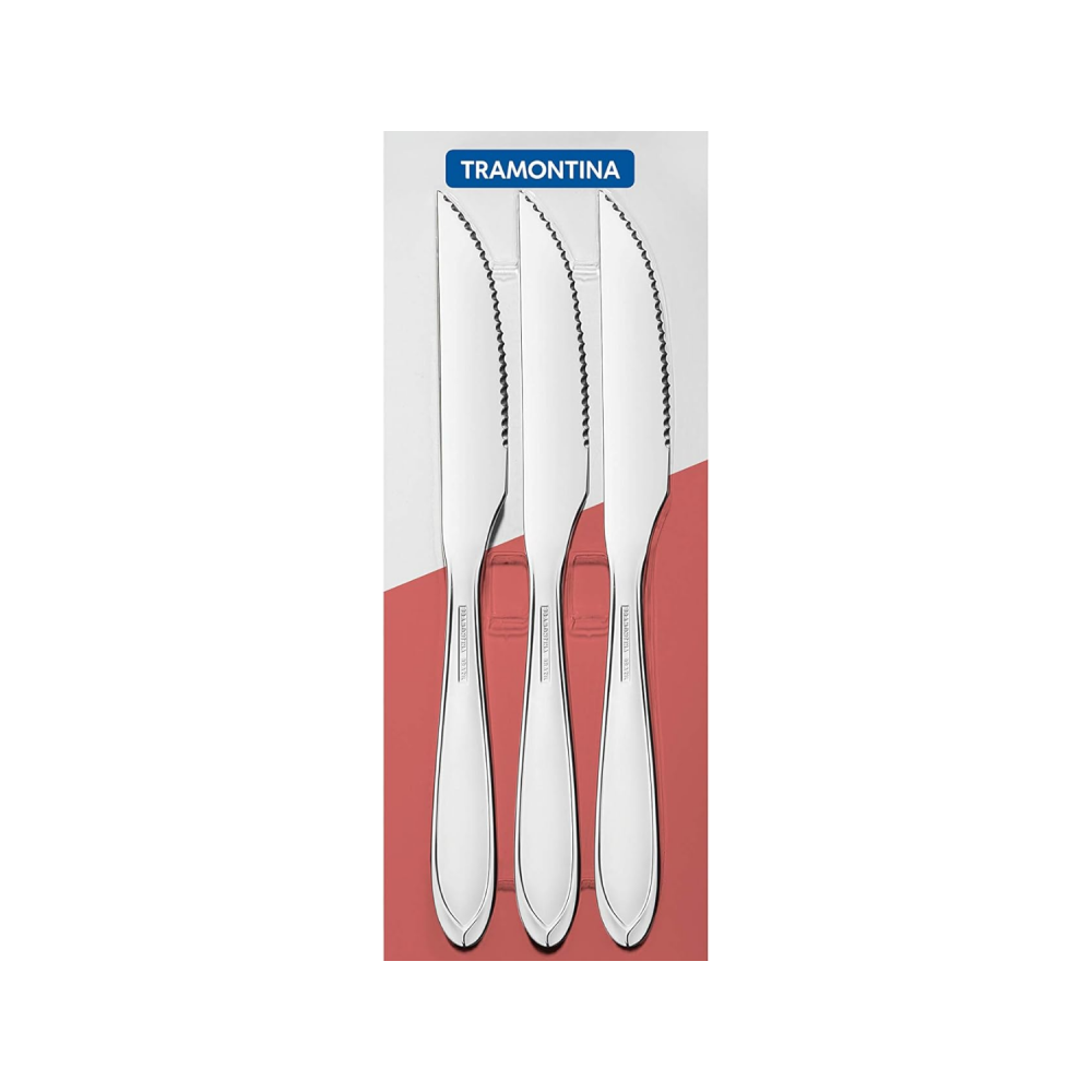 Faca Mesa Churrasco Inox Laguna c/ 3 Tramontina