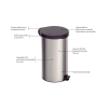 Lixeira Inox com Pedal 20L Tramontina Tampa Preta