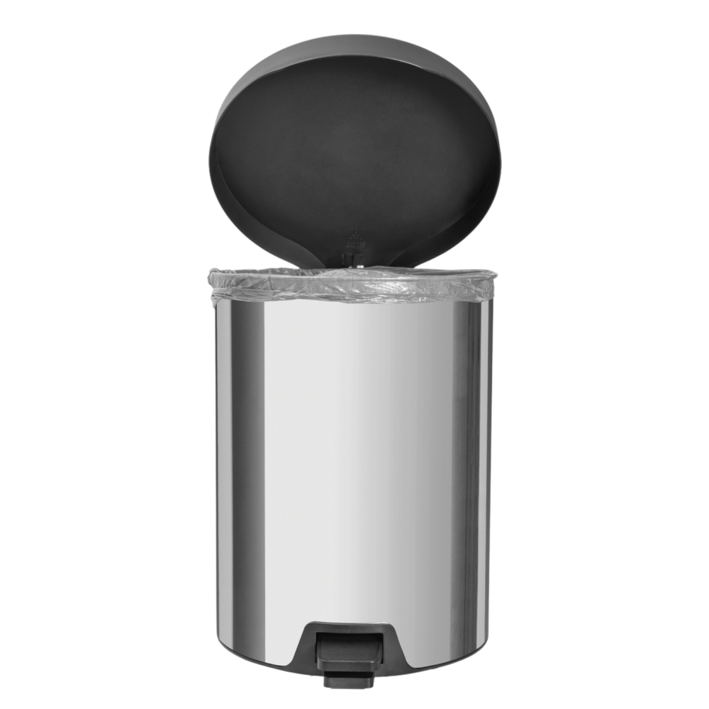 Lixeira Inox com Pedal 12L Tramontina Tampa Preta