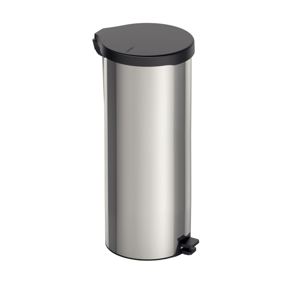 Lixeira Inox com Pedal 30L Tramontina Tampa Preta