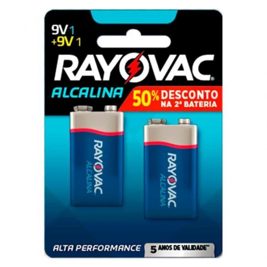 Bateria Alcalina 9V Rayovac com 2 unid. Bateria Alcalina 9V Rayovac com 2 unid.