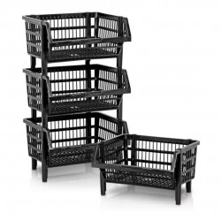 Cesto Plástico Empilhável Médio Preto