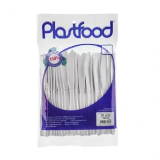 Faca Descartável Refeição Master Plastfood Branco com 50 unid.