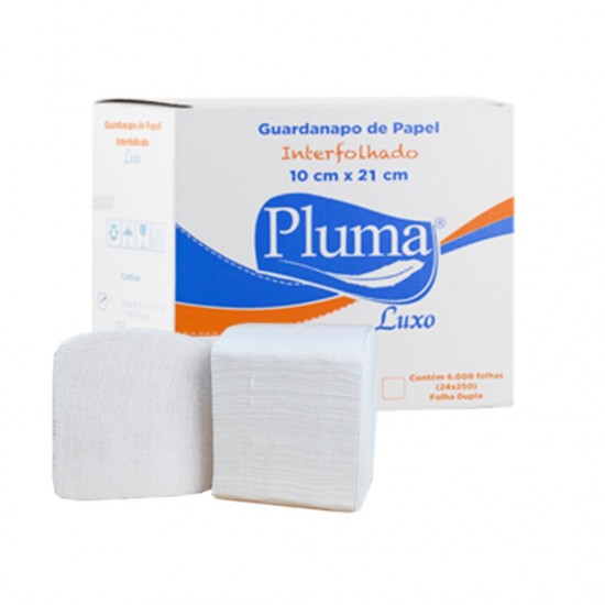 Guardanapo de Papel Interfolha Pluma 10x23cm com 6000 folhas