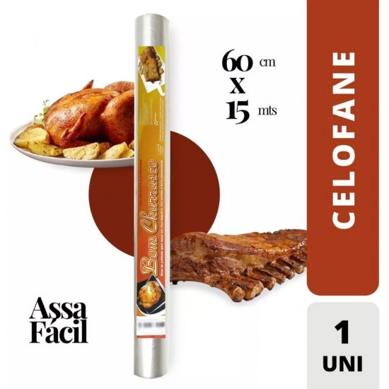 Papel Celofane Bom Churrasco 60cm com 15m 18 micras Papel Celofane Bom Churrasco 60cm com 15m 18 micras