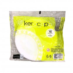 Prato Descartável Redondo 21cm Fundo Kerocopo com 10 unid.