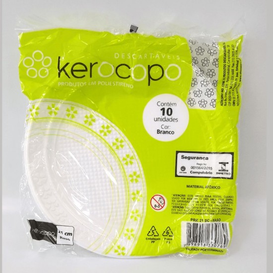 Prato Descartável Redondo 21cm Raso Kerocopo com 10 unid. Prato Descartável Redondo 21cm Raso Kerocopo com 10 unid.