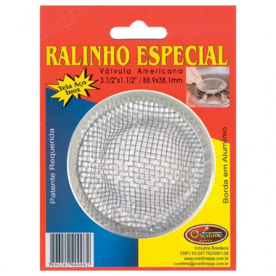 Ralo para Pia Inox Médio 3,5"x1,5" Overtime com Borda de Alumínio Ralo para Pia Inox Médio 3,5"x1,5" Overtime com Borda de Alumínio