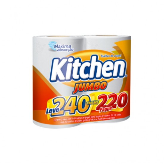 Toalha de Papel Kitchen Folha Simples 19x22cm com 240 folhas Toalha de Papel Kitchen Folha Simples 19x22cm com 240 folhas