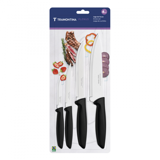 Conjunto p/ Churrasco Tramontina Plenus 4 peças Preto