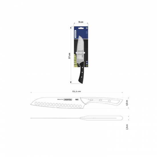 Faca de Inox 7" Santoku Tramontina Solutta Faca de Inox 7" Santoku Tramontina Solutta